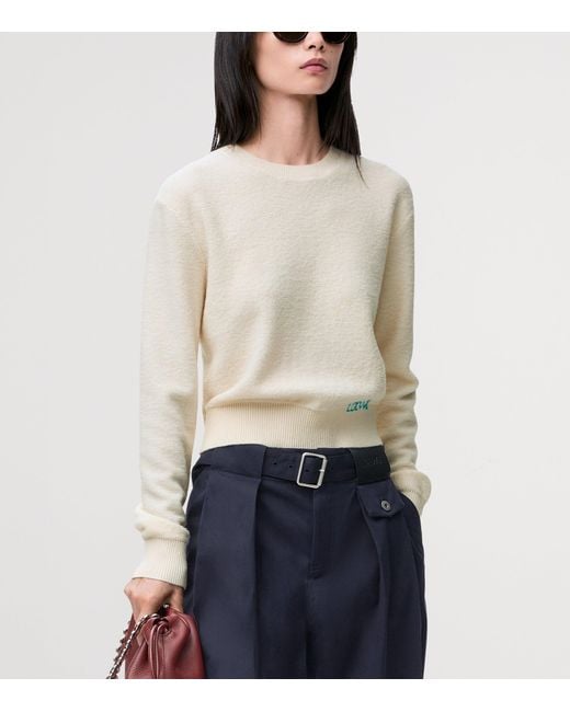 Loewe White Wool-Blend Embroidered Sweater