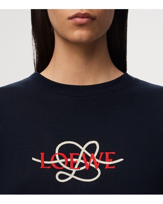Loewe Blue Embroidered Logo T-Shirt