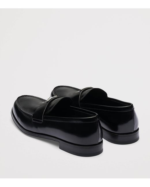 Prada Black Brushed Leather Loafers for men