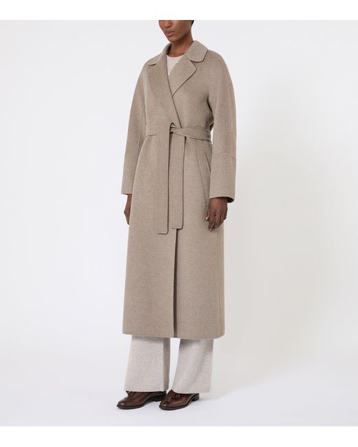 Max Mara Natural Virgin Wool Wrap Coat