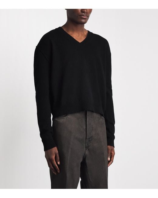 Rick Owens Black Cashmere-Wool Tommy Sweater for men
