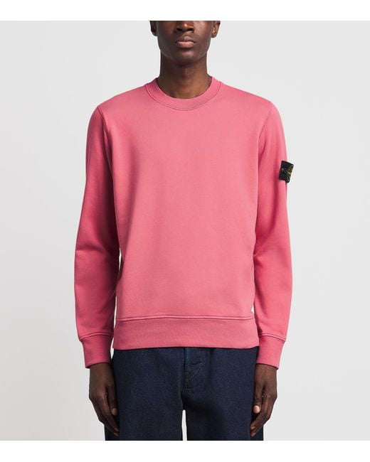 Stone Island Pink Cotton Compass Logo Sweatshirt for men