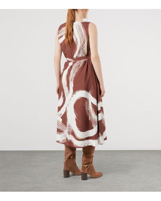 Marina Rinaldi Red Cotton Watercolour Midi Dress