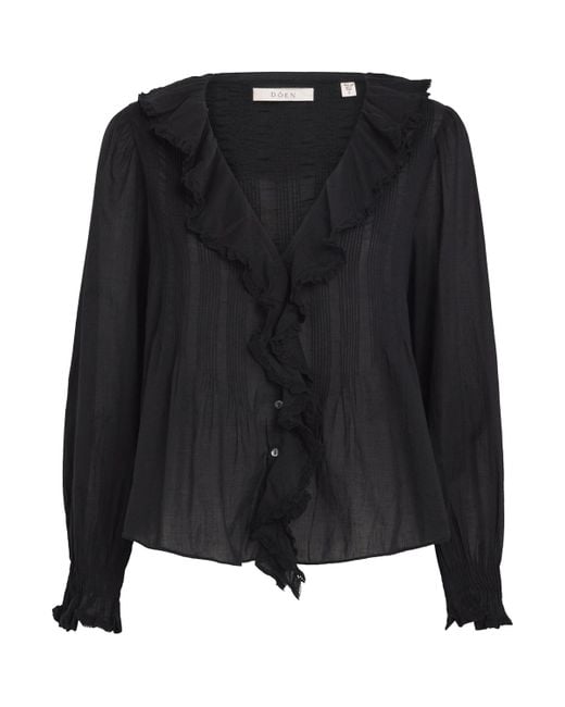 Doen Black Ruffled Hardy Blouse