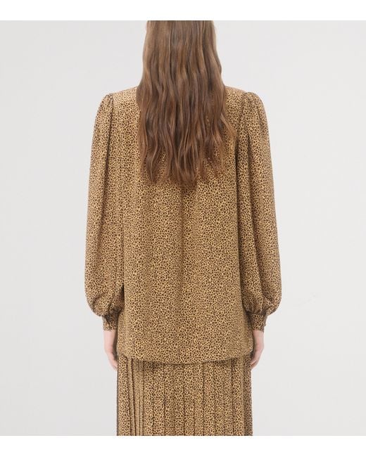 Valentino Brown Silk Cheetah-Print Shirt