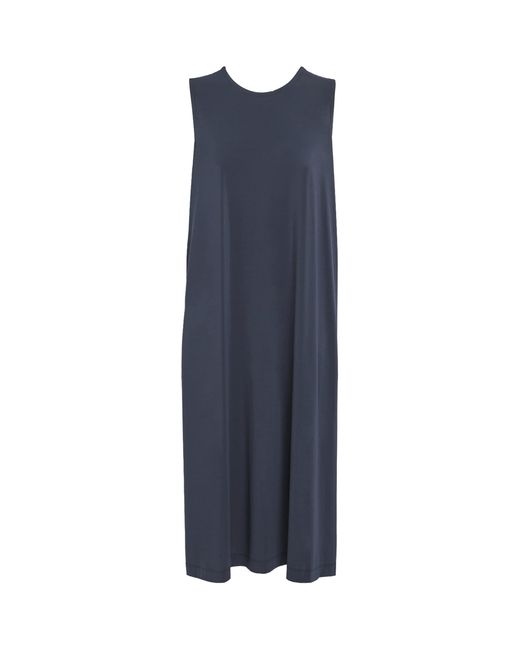 Issey Miyake Blue Drape Jersey Sleeveless Midi Dress