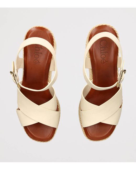 Chloé Natural Leather Sand Wedge Espadrilles 105