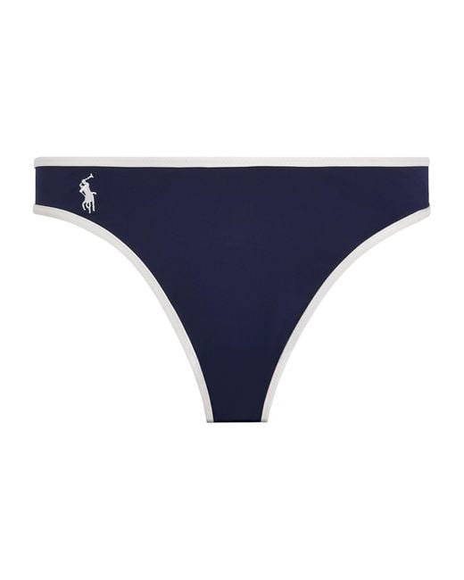 Polo Ralph Lauren Blue Polo Pony Two-Tone Bikini Bottoms