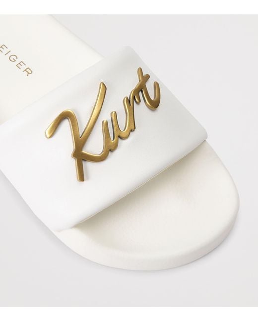 Kurt Geiger White Meena Logo Slides