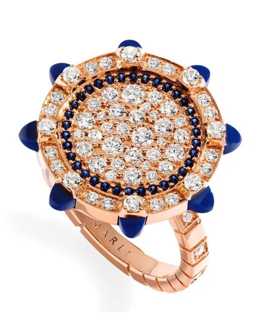 Marli New York Pink Diamond And Lapis Lazuli Tip-Top Statement Ring