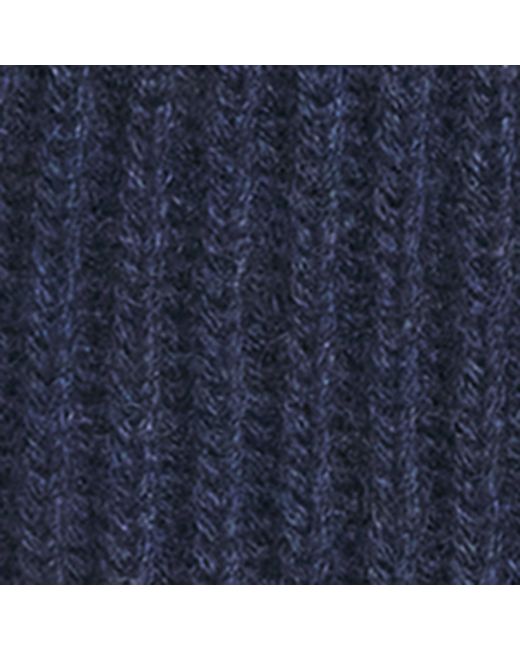 Johnstons Blue Cashmere Ribbed Beanie for men