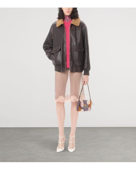Valentino Brown Jersey Sheer Midi Skirt