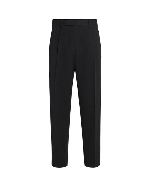 Zegna Black Cotton-wool Slim Trousers for men