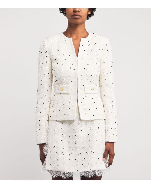 Giambattista Valli White Cotton-Blend Polka-Dot Jacket