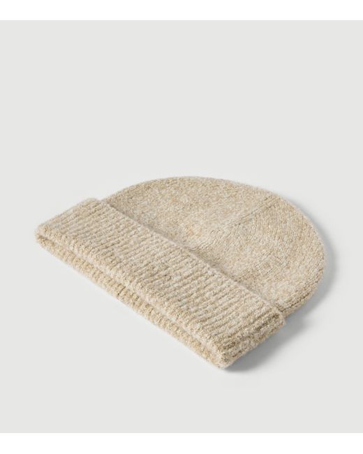 Brunello Cucinelli Natural Wool-Silk Ribbed Beanie for men