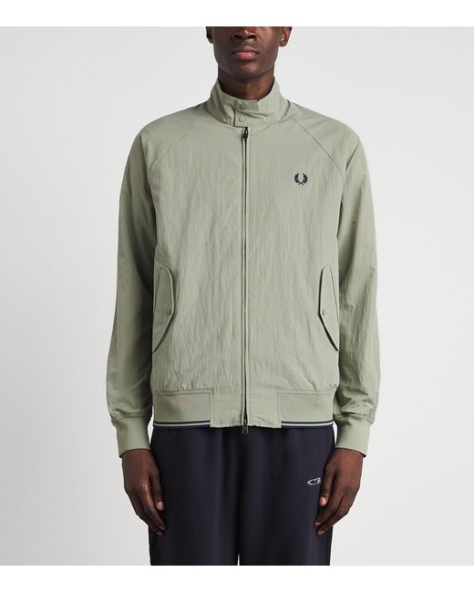 Fred Perry Green Crinkle Harrington Jacket for men