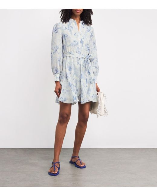 Maje Linen-Blend Midi Shirt Dress in Blue | Lyst