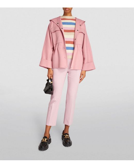Weekend by Maxmara Pink Wool-blend Hooded Coat