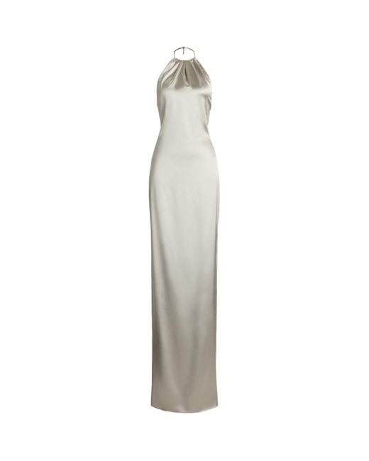 Ralph Lauren White Stretch-Satin Corra Maxi Dress