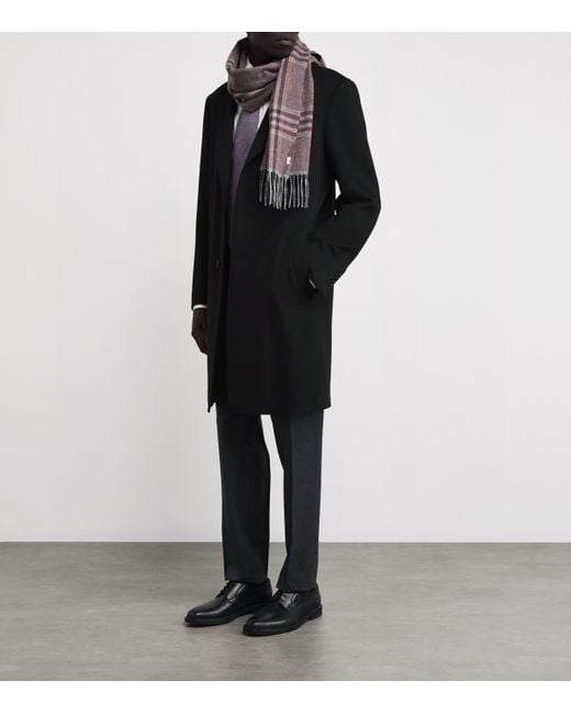 Canali Black Wool-Cashmere Overcoat for men