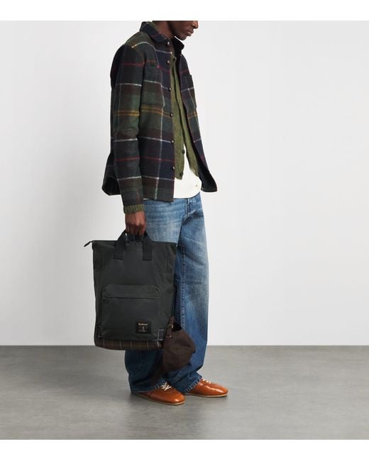 Barbour Black Waxed Cotton Field Backpack for men