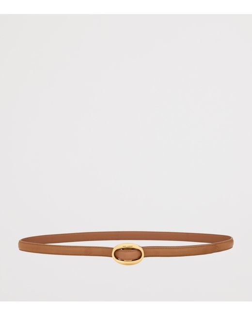 Saint Laurent Natural Leather Oval Buckle Belt