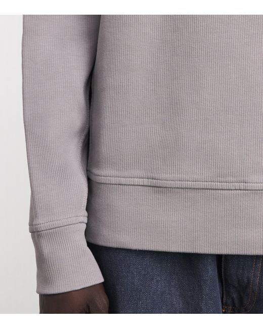 Stone Island Gray Cotton Rib-Knit Compass Sweatshirt for men