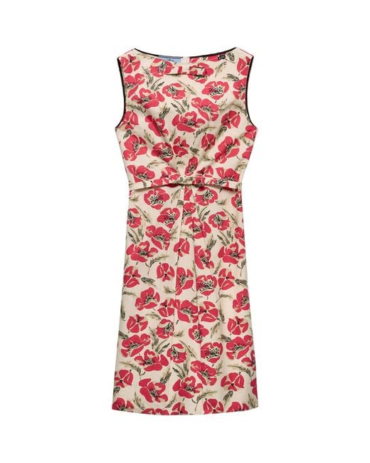 Prada Red Cotton Poplin Poppies Mini Dress