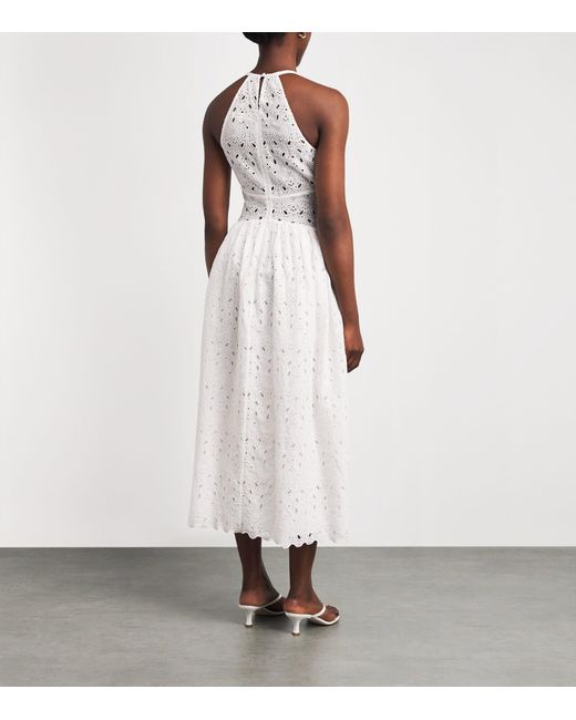 FRAME White The Paisley Eyelet Midi Dress