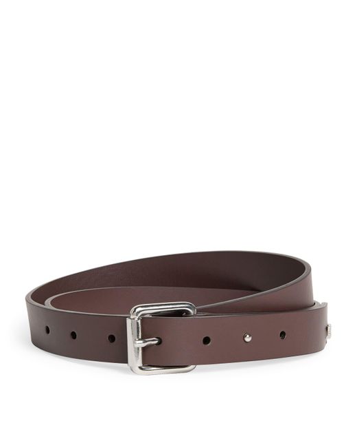 Emporio Armani White Leather Eagle Plate Belt for men