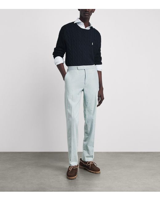 Polo Ralph Lauren Blue Linen Straight Trousers for men