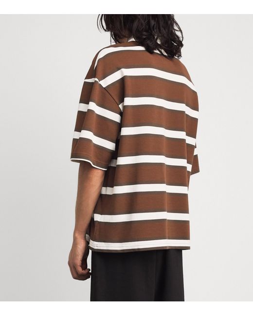 Amiri Brown Cotton Stripe Logo T-Shirt for men