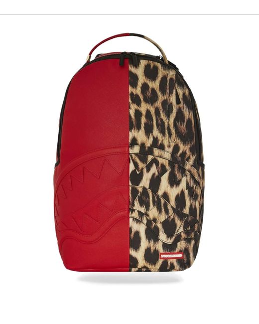 Sprayground Red Split Cheetah Backpack