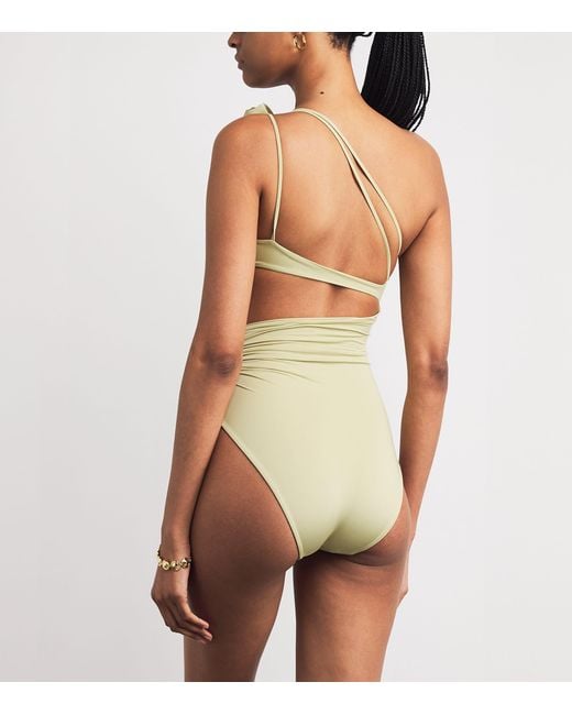 Maygel Coronel White Ecos One-Shoulder Swimsuit