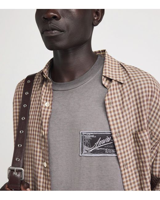 Amiri Gray Cotton Quality Goods Patch T-Shirt for men