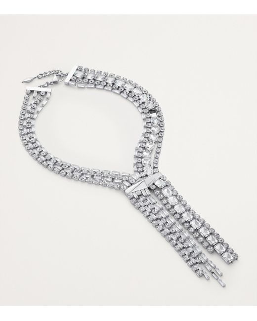 Jimmy Choo White Crystal-Embellished Zandra Necklace
