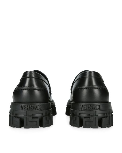 Versace Black Leather Chunky Medusa Loafers for men
