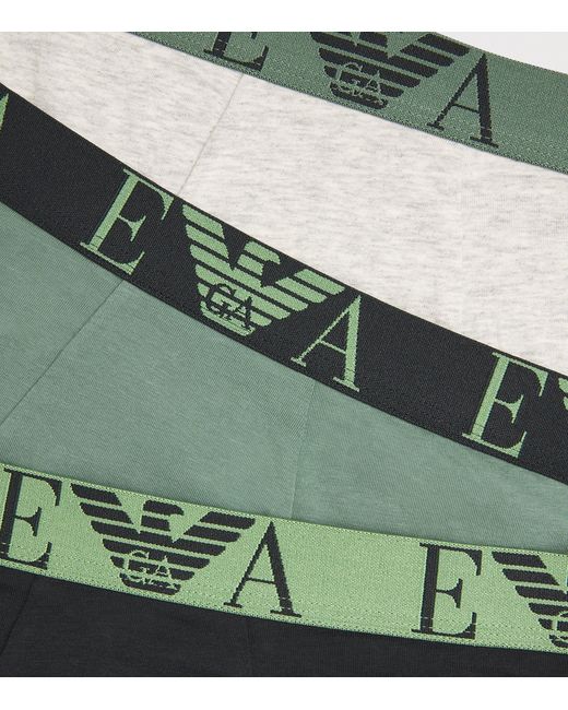 Emporio Armani Green Stretch-Cotton Eagle Monogram Trunks for men