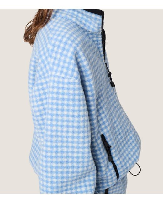 Miu Miu Blue Fleece Gingham Print Jacket