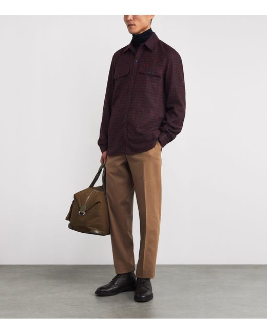 Isaia Purple Houndstooth Overshirt for men