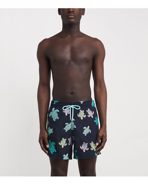 Vilebrequin Blue Embroidered Turtle Mistral Swim Shorts for men