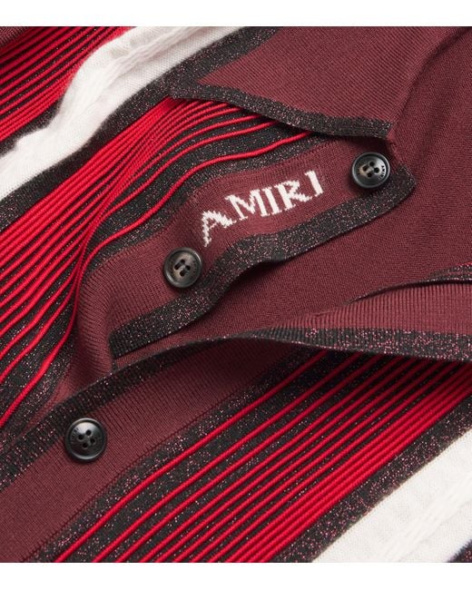 Amiri Red Wool-Blend Embellished Stripe Shirt for men
