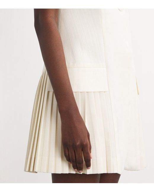 Sandro White Pleated Mini Dress