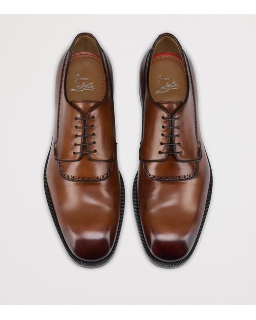 Christian Louboutin Brown Sartoby Calf Leather Derby Shoes for men