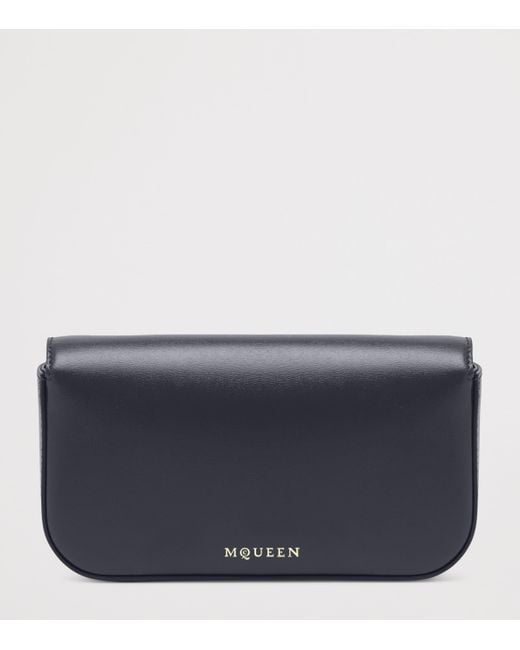 Alexander McQueen Blue Small Leather Skull Flower Cross-Body Bag