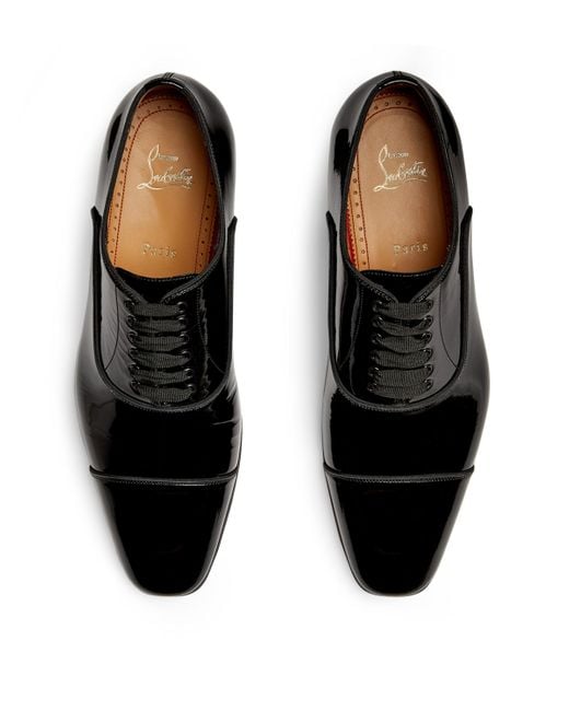 Christian Louboutin Black Greggo Patent Oxford Shoes for men