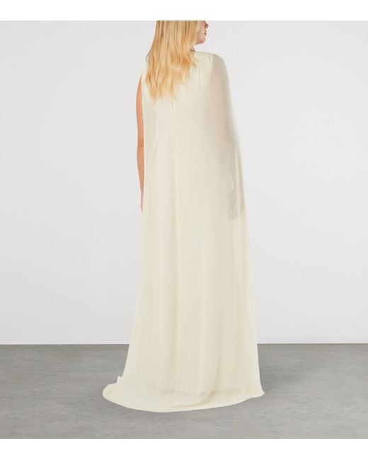 Marina Rinaldi White Silk Embroidered Maxi Dress