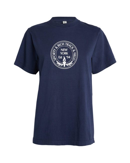 Sporty & Rich Blue Central Park Logo T-shirt