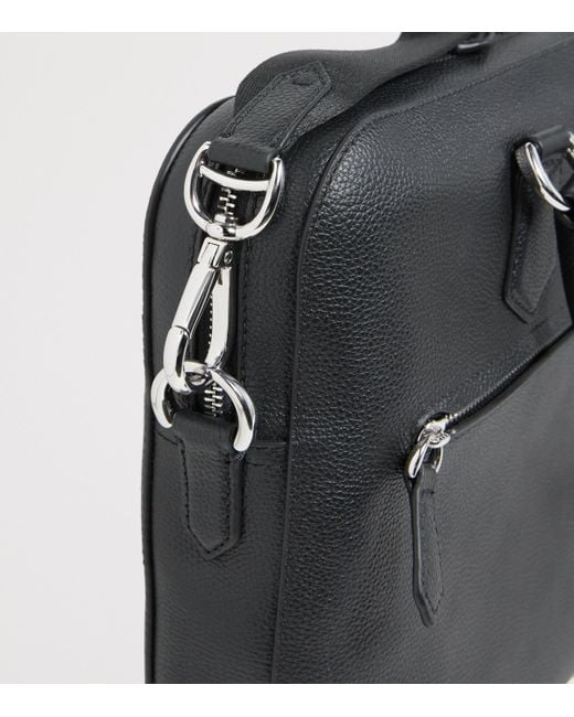 Polo Ralph Lauren Black Pebbled Leather Briefcase for men