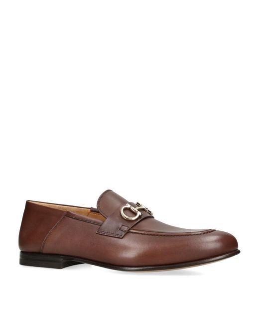 Ferragamo Brown Leather Gin Loafers for men